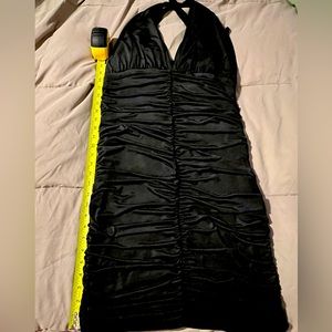 Little black halter ruche dress